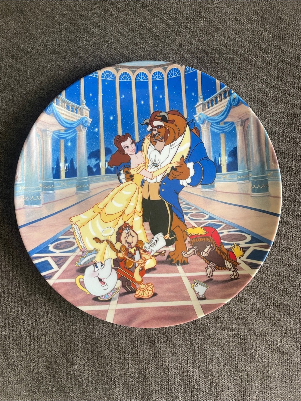 Disney Beauty and the Beast Decorative Plate — Yellow & Blue